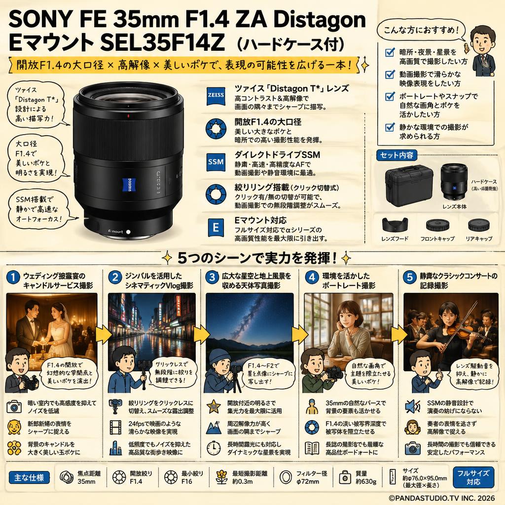 SONY FE 35mm F1.4 ZA Distagon EマウントSEL35F14Z (ハードケ－ス付) 用途