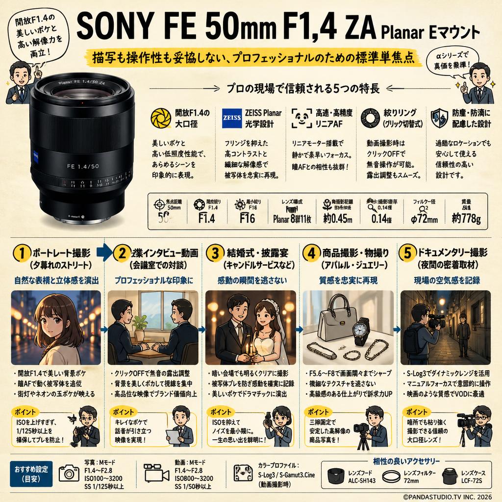 SONY FE 50mm F1.4 ZA Planar Eマウント 用途