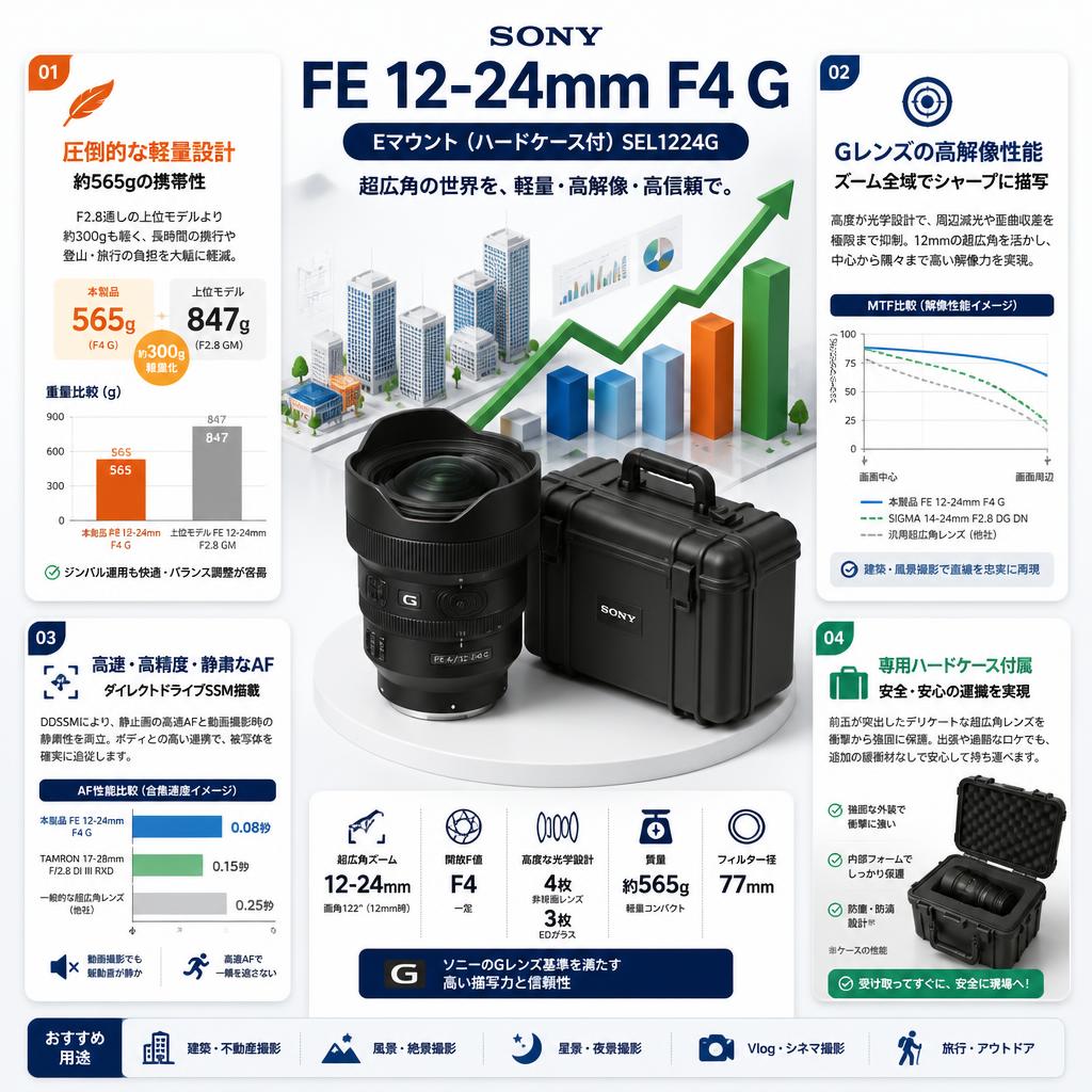 SONY FE 12-24mm F4 G Eマウント(ハードケ－ス付) SEL1224G セールスポイント