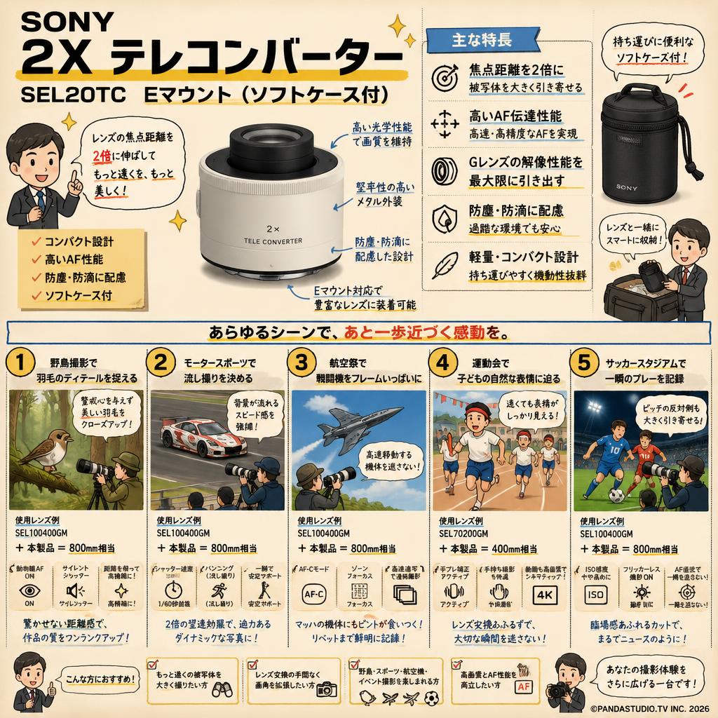 SONY 2X テレコンバーター SEL20TC Eマウント（ソフトケ－ス付） 用途
