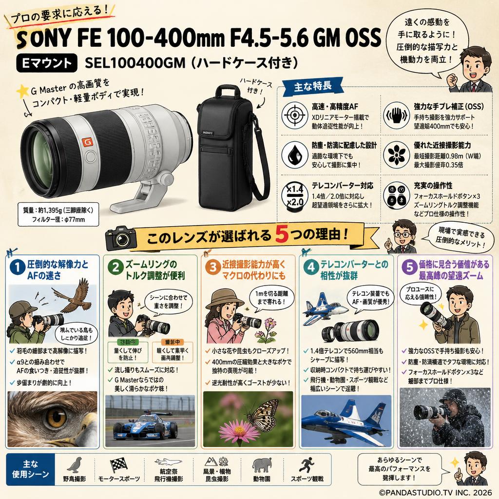 SONY FE 100-400mm F4.5-5.6 GM OSS  Eマウント SEL100400GM（ハードケース付き) インターネット上のお客様の声（評判）