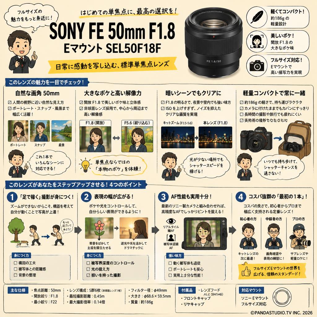 SONY FE 50mm F1.8 Eマウント SEL50F18F 概要