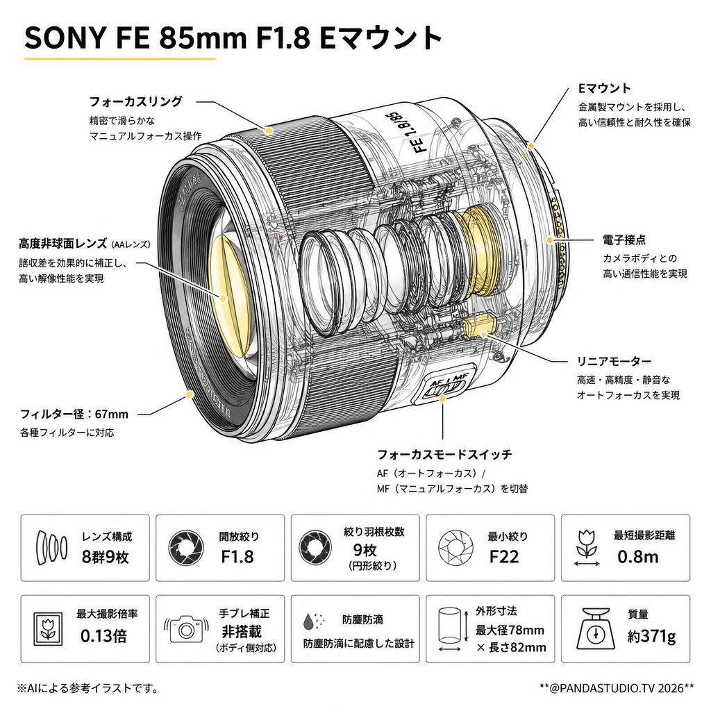 SONY FE 85mm F1.8 Eマウント スペック