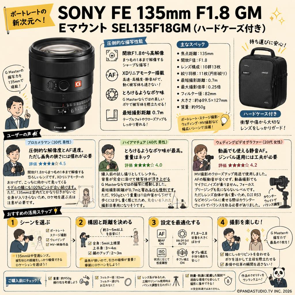 SONY FE 135mm F1.8 GM Eマウント SEL135F18GM (ハードケース付き) インターネット上のお客様の声（評判）