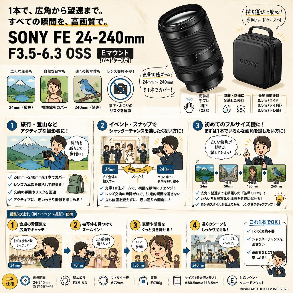 SONY FE 24-240mm F3.5-6.3 OSS Eマウント(ハードケ－ス付) おもな対象のお客様