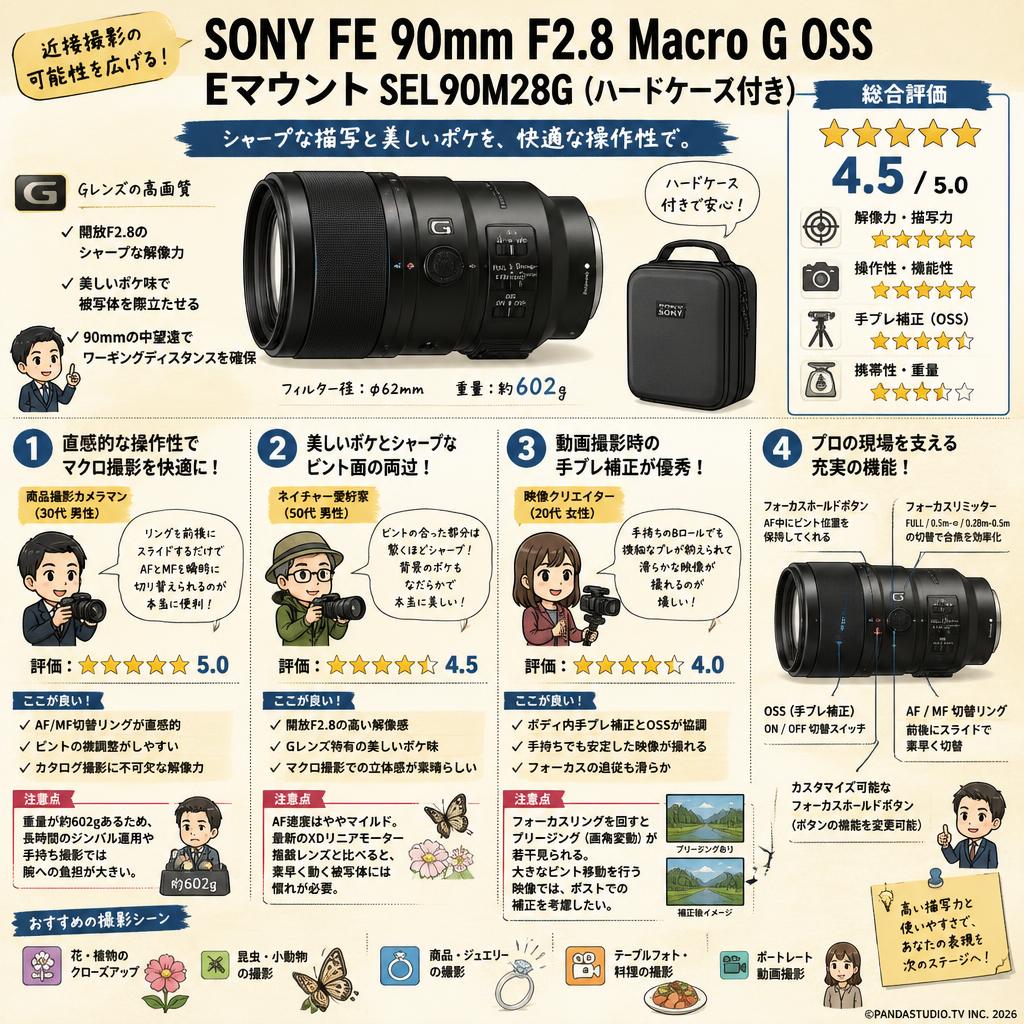 SONY FE 90mm F2.8 Macro G OSS Eマウント SEL90M28G (ハードケース付き) インターネット上のお客様の声（評判）