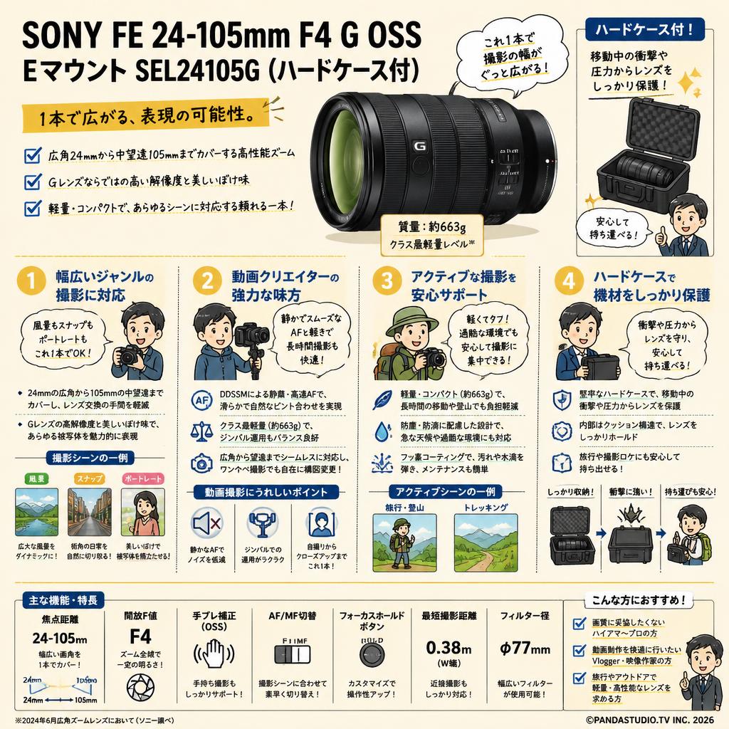 SONY FE 24-105mm F4 G OSS Eマウント SEL24105G (ハードケ－ス付) おもな対象のお客様