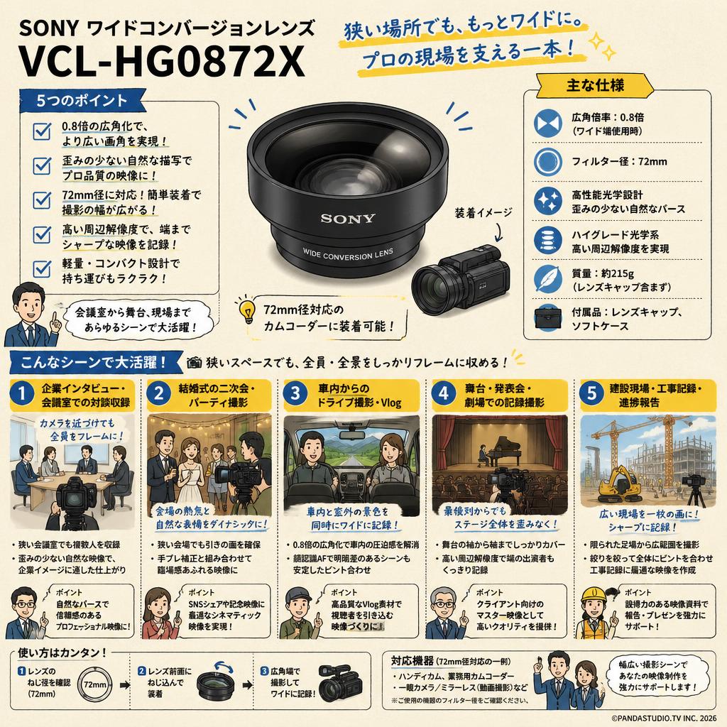 SONY  ワイドコンバージョンレンズ VCL-HG0872X 用途