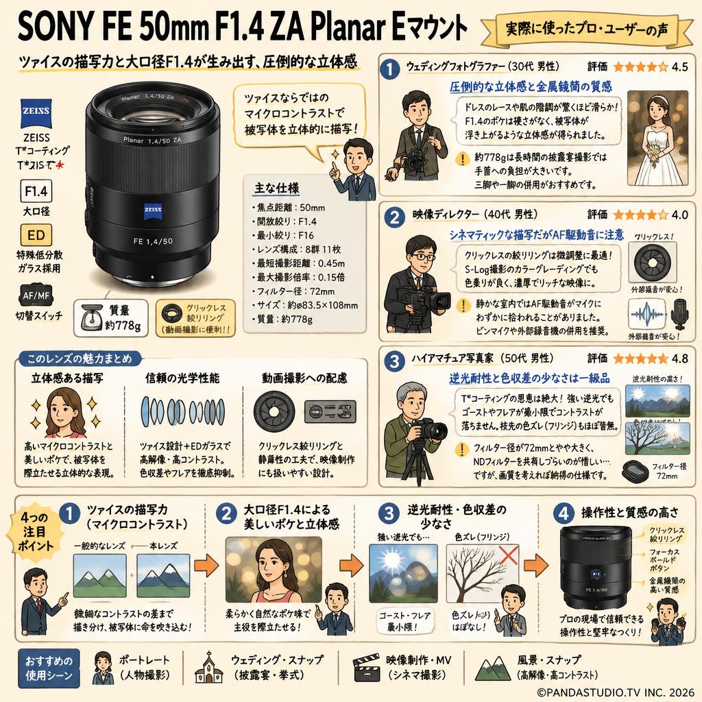 SONY FE 50mm F1.4 ZA Planar Eマウント インターネット上のお客様の声（評判）