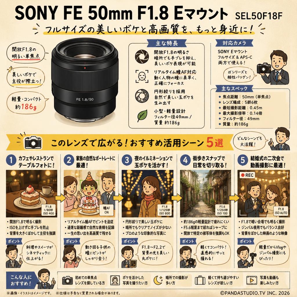 SONY FE 50mm F1.8 Eマウント SEL50F18F 用途