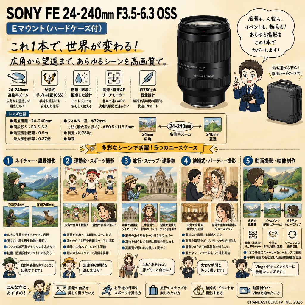 SONY FE 24-240mm F3.5-6.3 OSS Eマウント(ハードケ－ス付) 用途