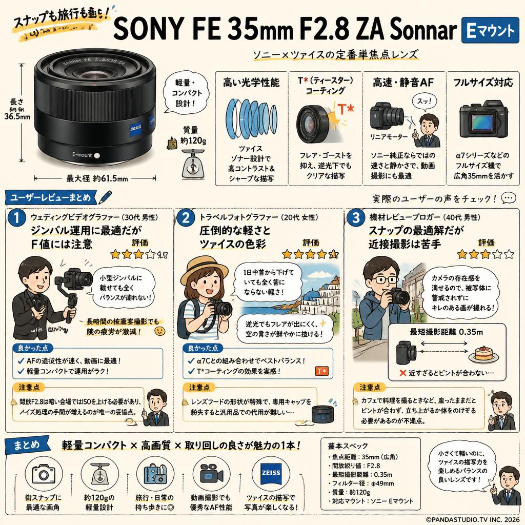 SONY FE 35mm F2.8 ZA Sonnar Eマウント インターネット上のお客様の声（評判）