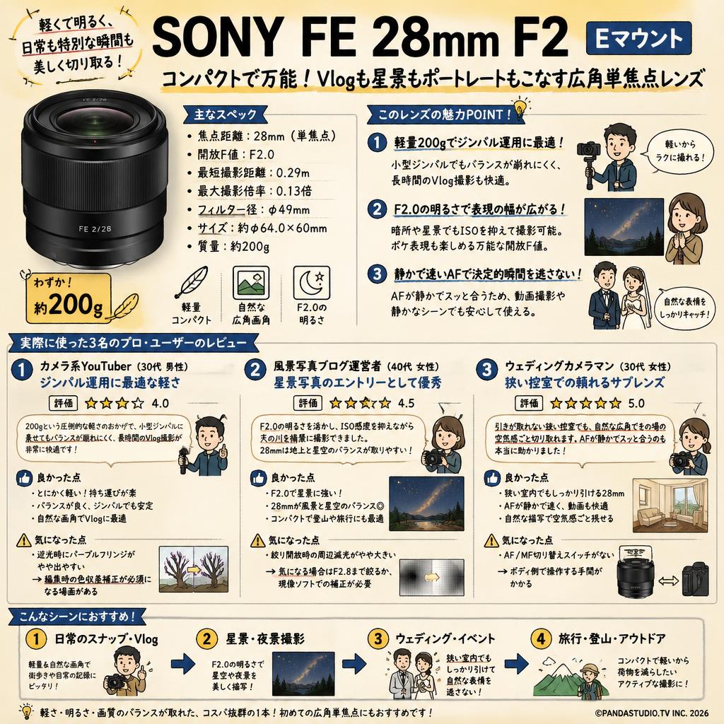 SONY FE 28mm F2 Eマウント インターネット上のお客様の声（評判）