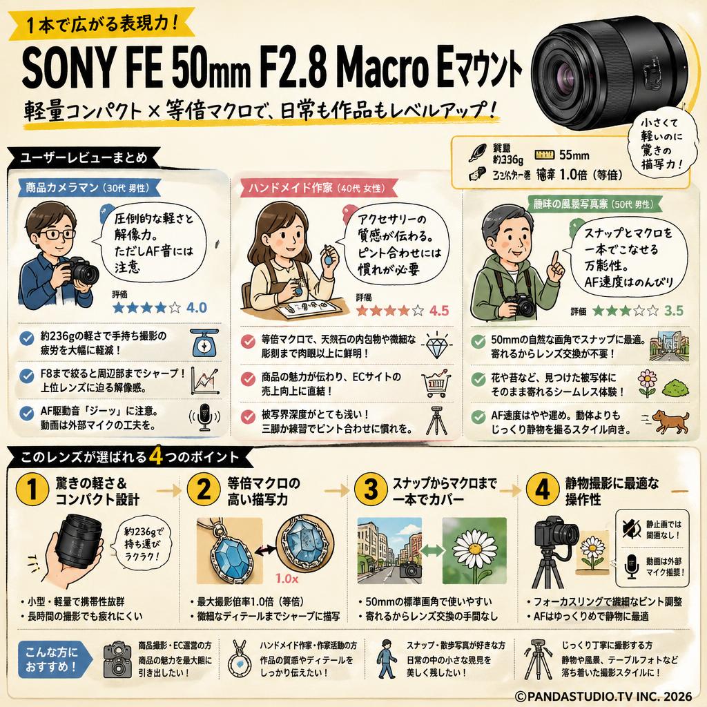 SONY FE 50mm F2.8 Macro Eマウント インターネット上のお客様の声（評判）