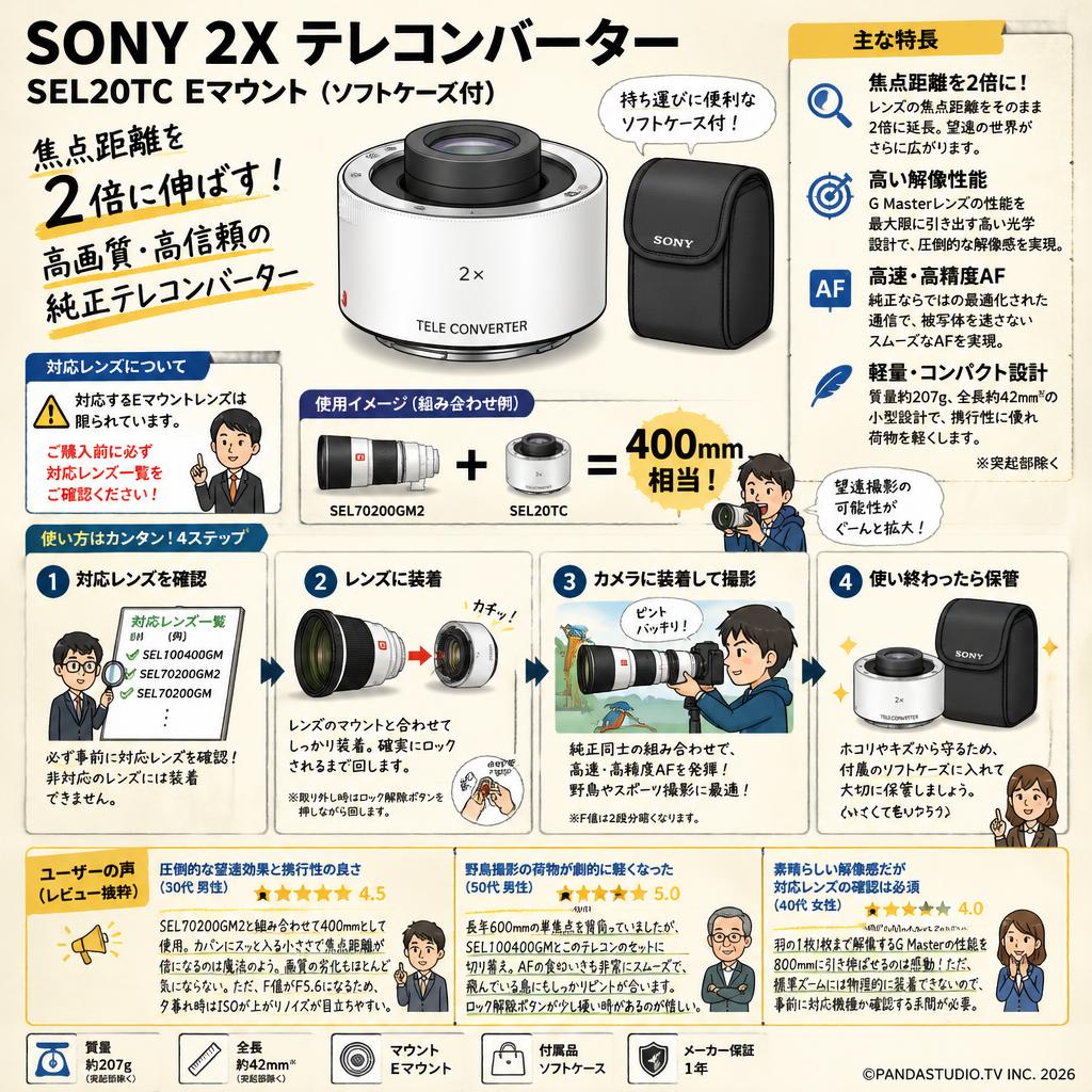 SONY 2X テレコンバーター SEL20TC Eマウント（ソフトケ－ス付） インターネット上のお客様の声（評判）