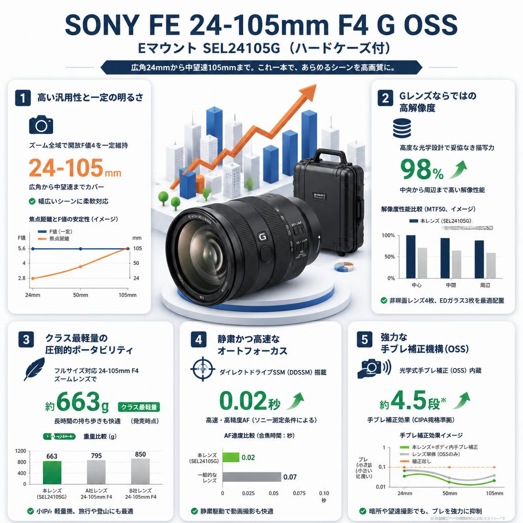 SONY FE 24-105mm F4 G OSS Eマウント SEL24105G (ハードケ－ス付) セールスポイント