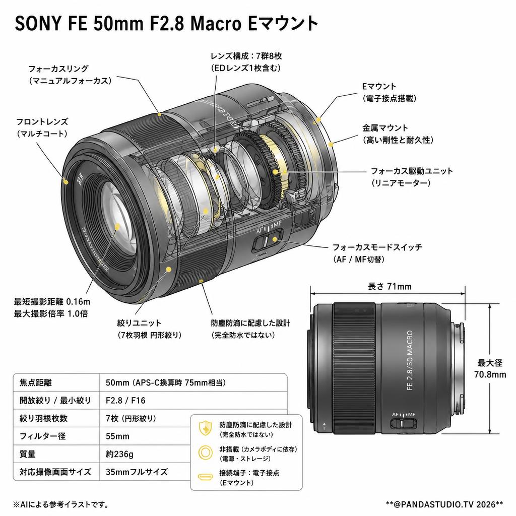 SONY FE 50mm F2.8 Macro Eマウント スペック