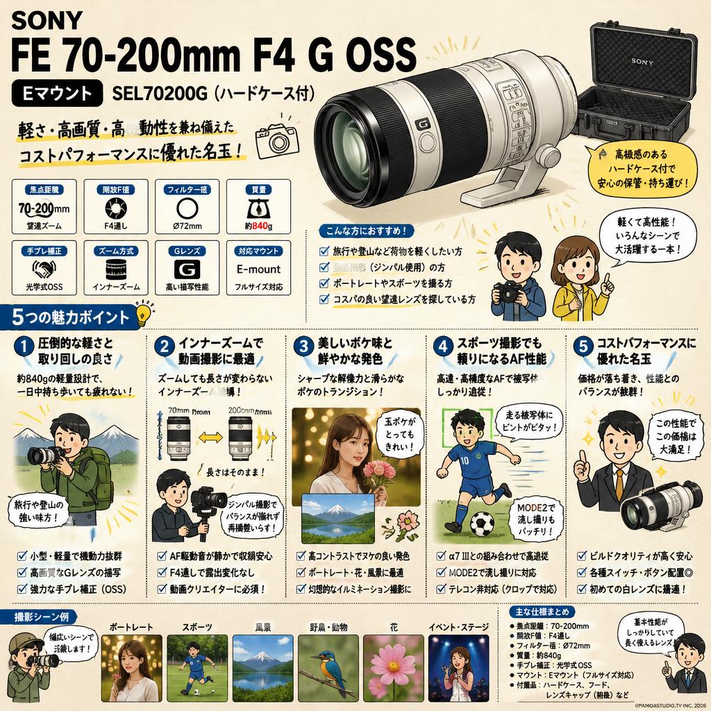 SONY FE 70-200mm F4 G OSS Eマウント SEL70200G (ハードケ－ス付) インターネット上のお客様の声（評判）