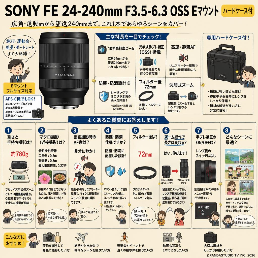 SONY FE 24-240mm F3.5-6.3 OSS Eマウント(ハードケ－ス付) FAQ（よくある質問と答え）