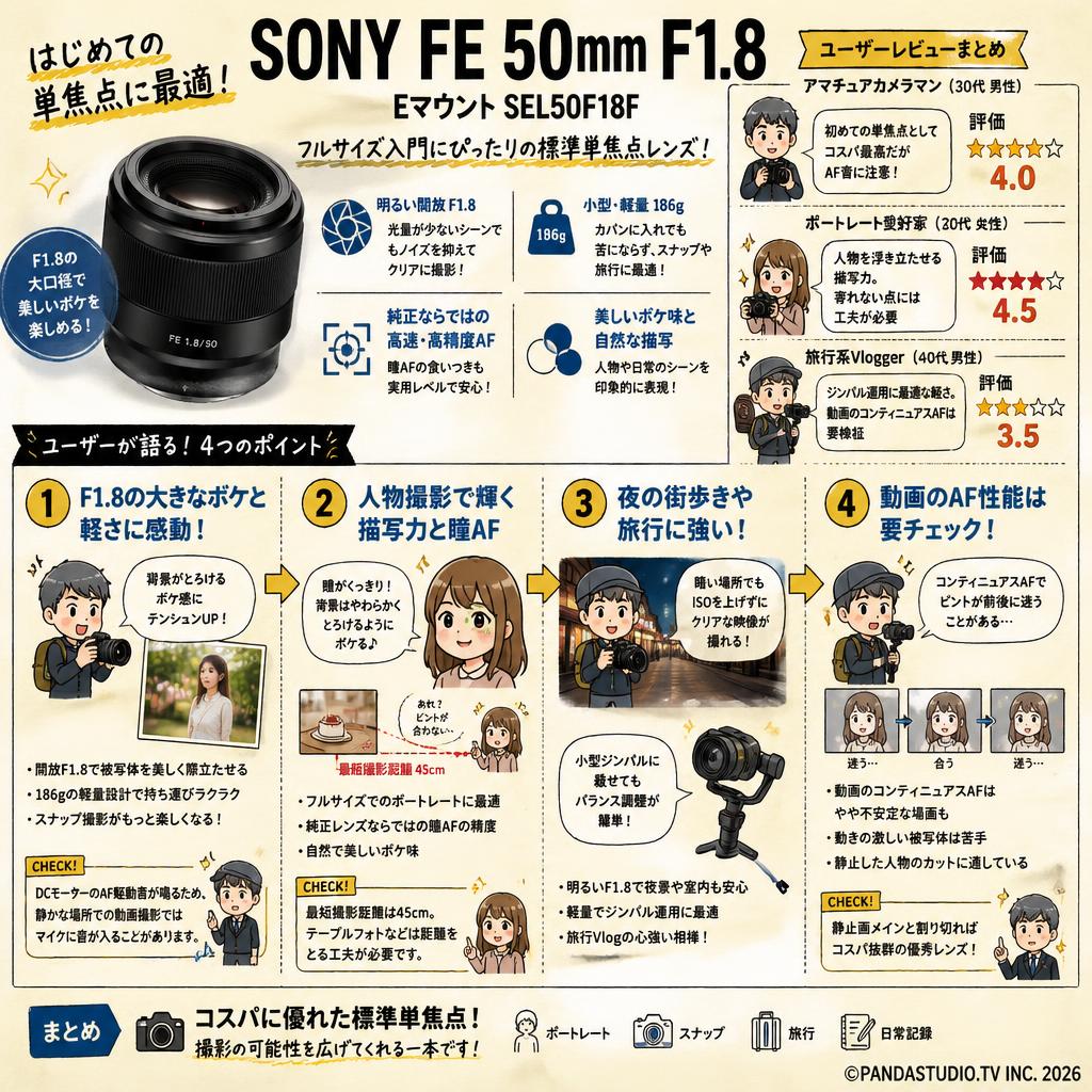 SONY FE 50mm F1.8 Eマウント SEL50F18F インターネット上のお客様の声（評判）