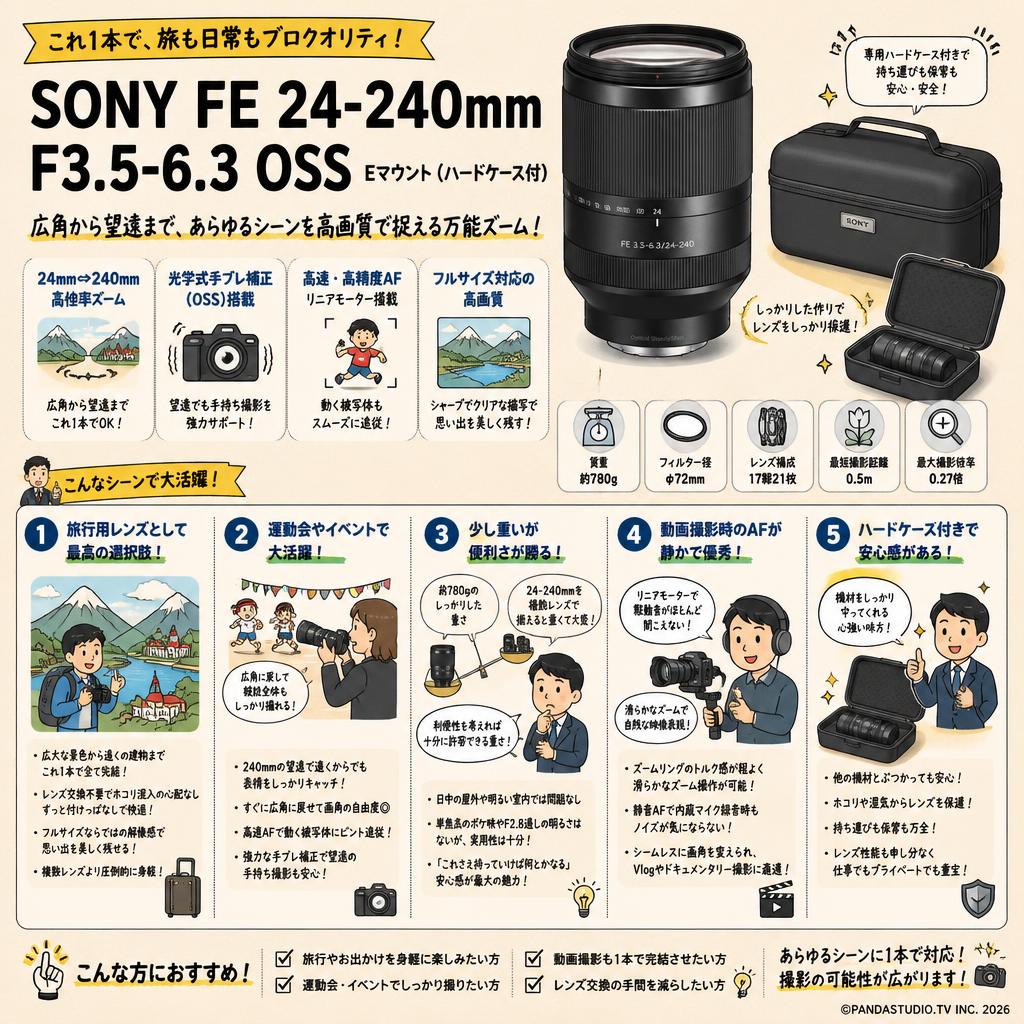 SONY FE 24-240mm F3.5-6.3 OSS Eマウント(ハードケ－ス付) インターネット上のお客様の声（評判）
