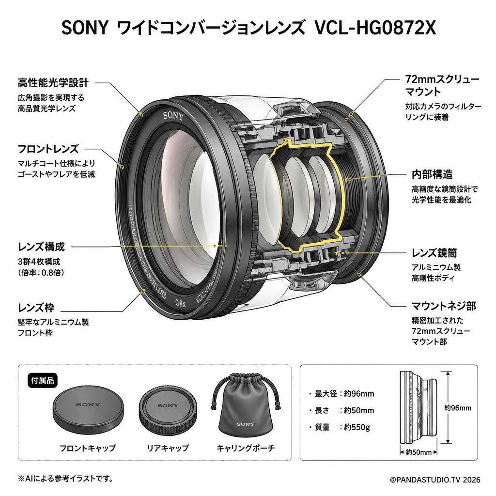 SONY  ワイドコンバージョンレンズ VCL-HG0872X スペック
