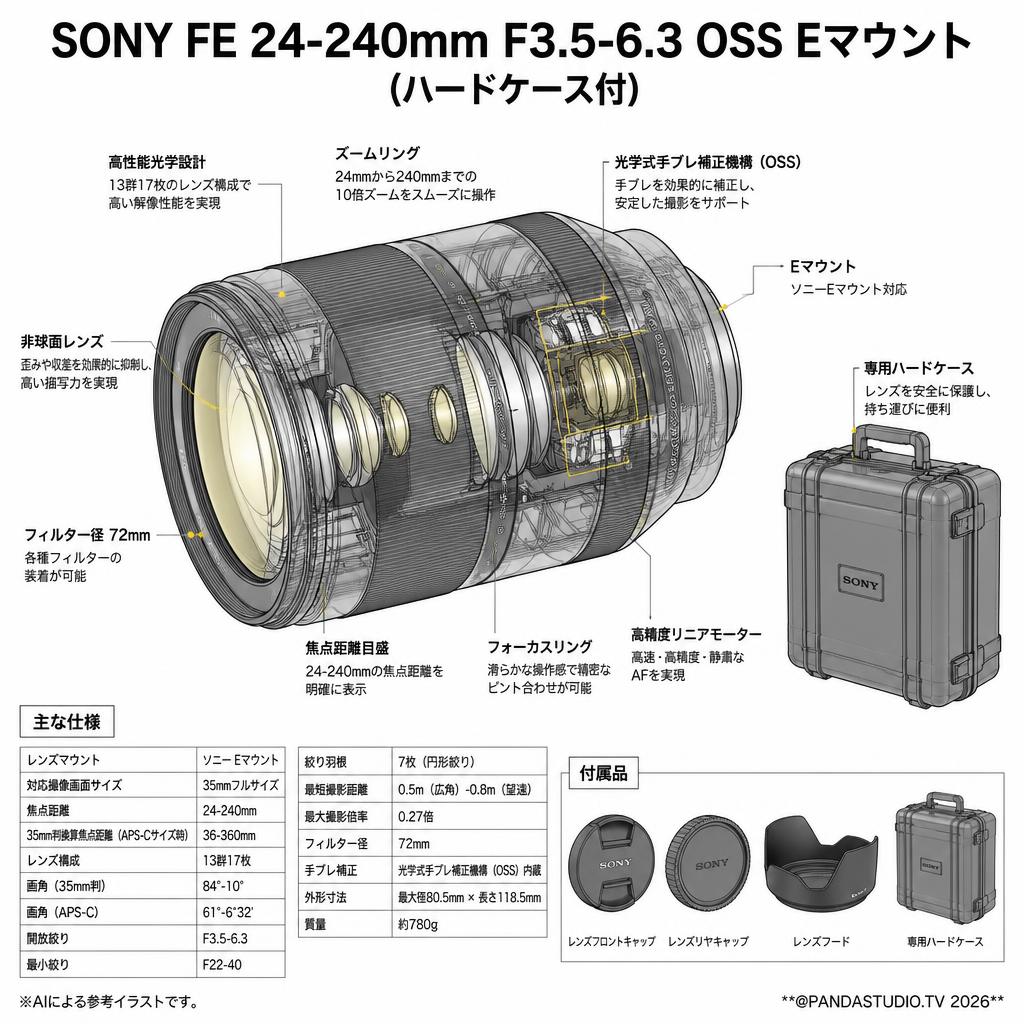 SONY FE 24-240mm F3.5-6.3 OSS Eマウント(ハードケ－ス付) スペック