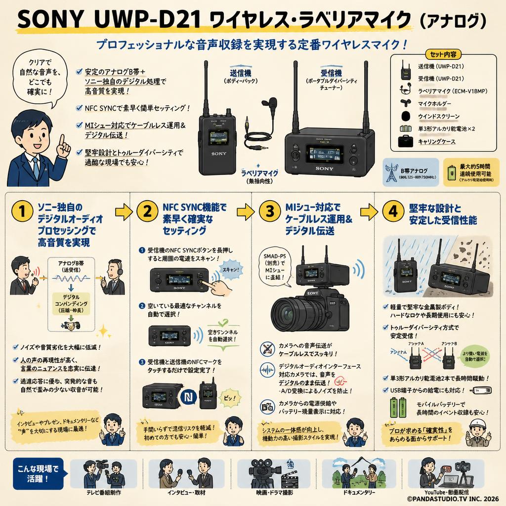 SONY UWP-D21 ワイヤレス・ラベリアマイク（アナログ） 概要