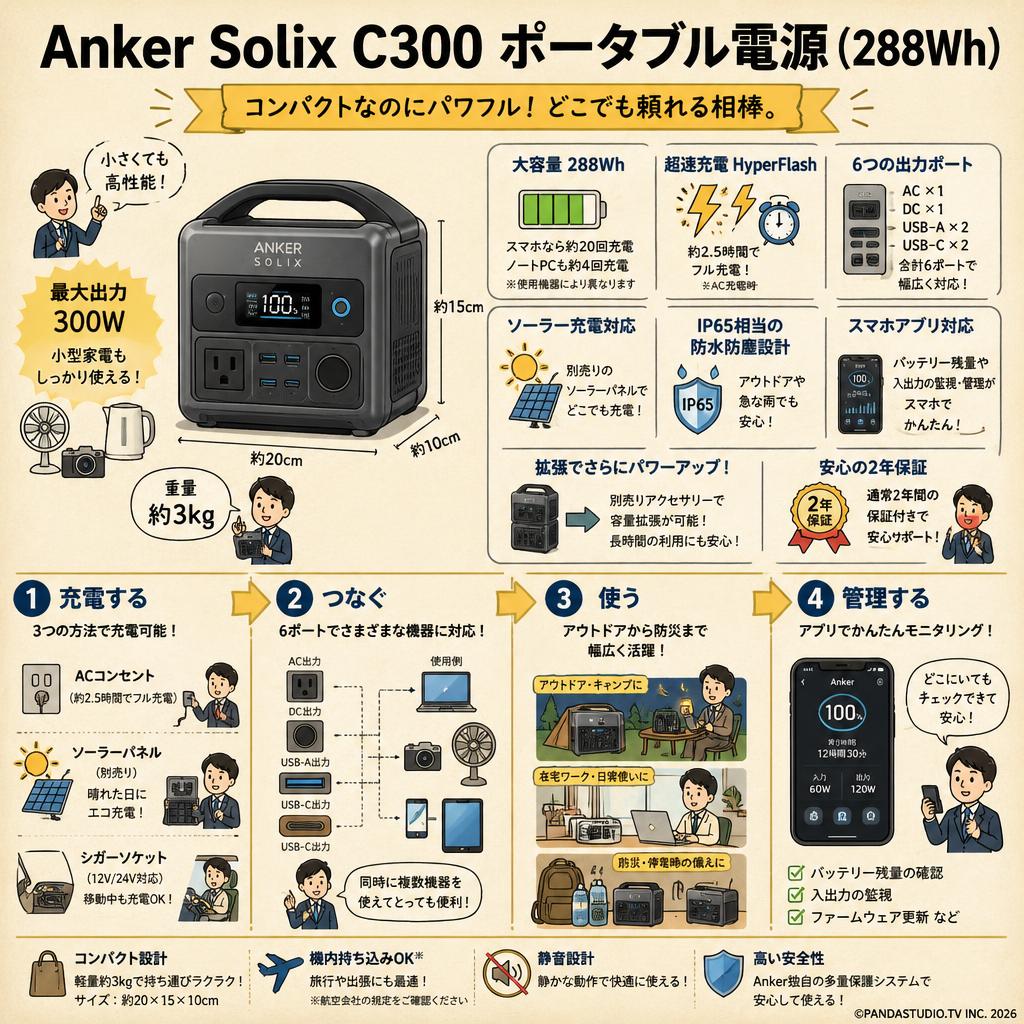 Anker Solix C300  Portable Power Station (288Wh ポータブル電源 ) FAQ（よくある質問と答え）