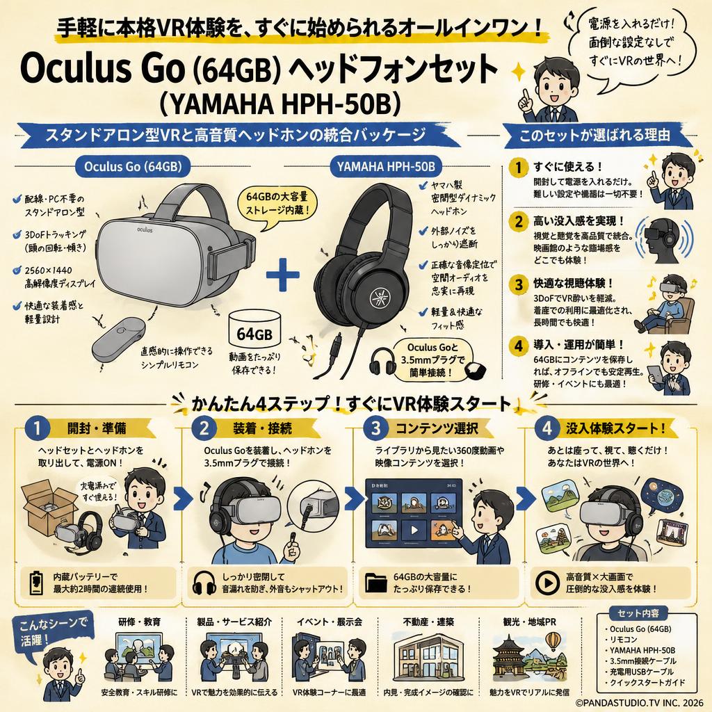 Oculus Go (64GB) ヘッドフォンセット（YAMAHA HPH-50B） 概要