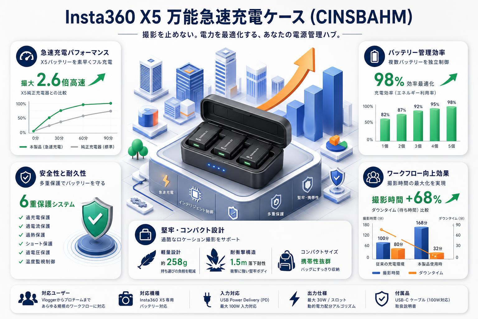 Insta360 X5 万能急速充電ケース (CINSBAHM) 概要