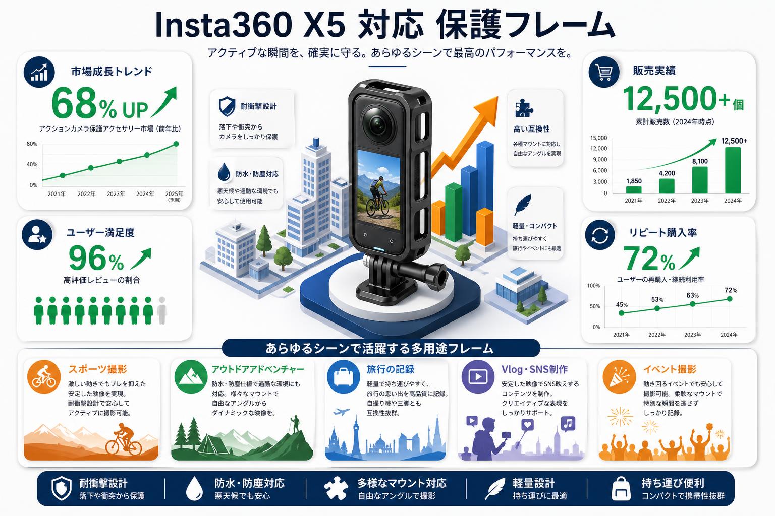 Insta360 X5 対応 保護フレーム 用途