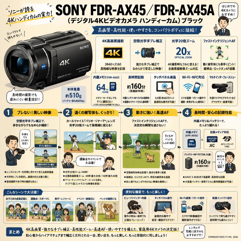SONY FDR-AX45 ／FDR-AX45A（デジタル４Kビデオカメラ ハンディーカム） ブラック 概要