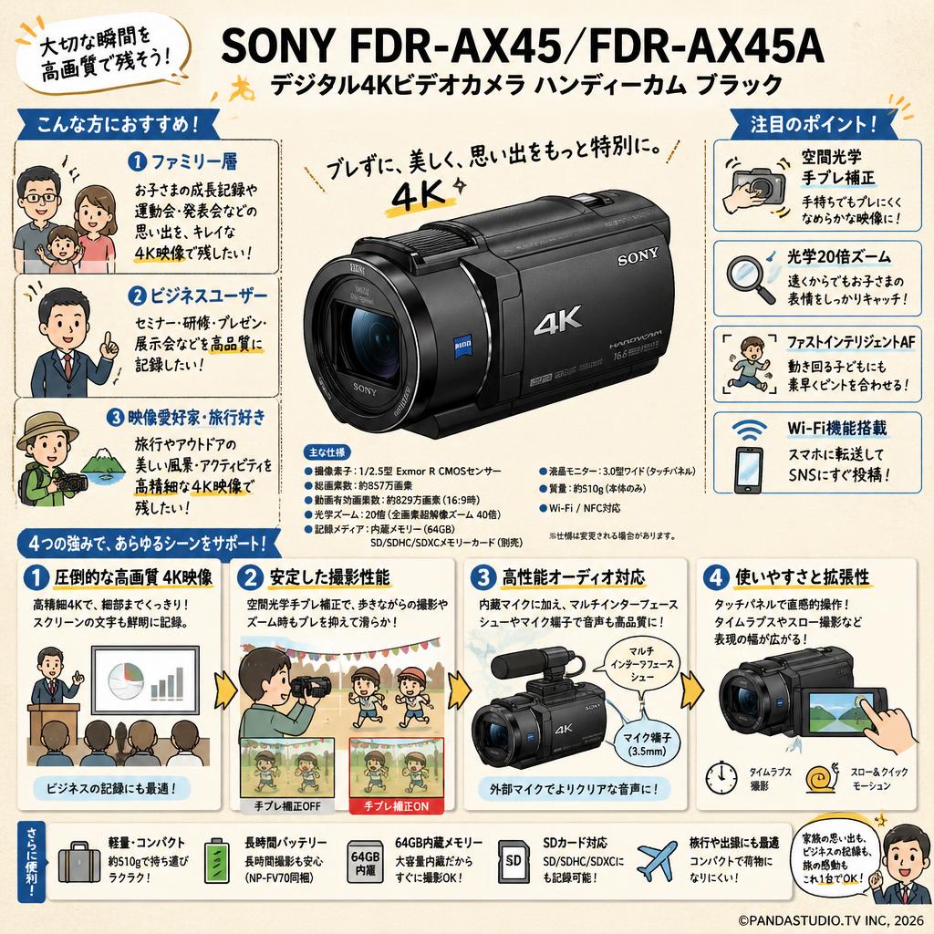 SONY FDR-AX45 ／FDR-AX45A（デジタル４Kビデオカメラ ハンディーカム） ブラック おもな対象のお客様