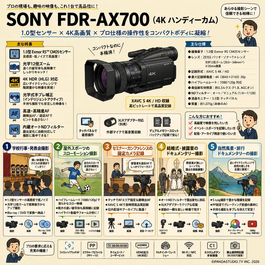 SONY FDR-AX700  (4K ハンディーカム) 用途