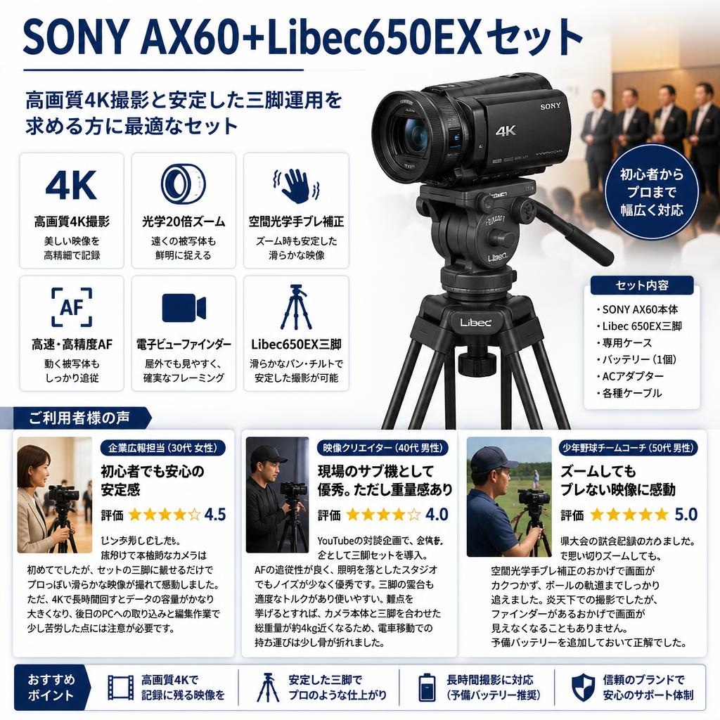 SONY AX60+Libec650EXセット インターネット上のお客様の声（評判）