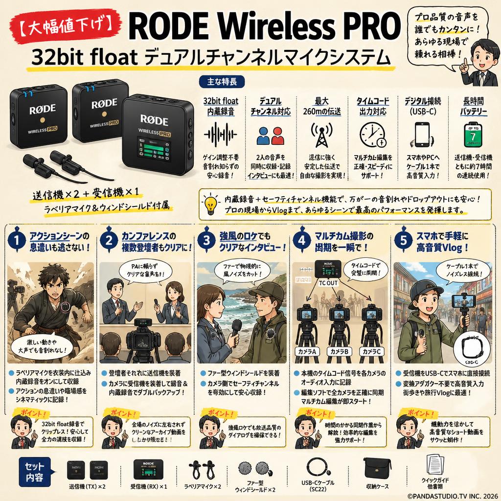【大幅値下げ】RODE Wireless PRO  32bit float デュアルチャンネ ルマイクシステム 用途