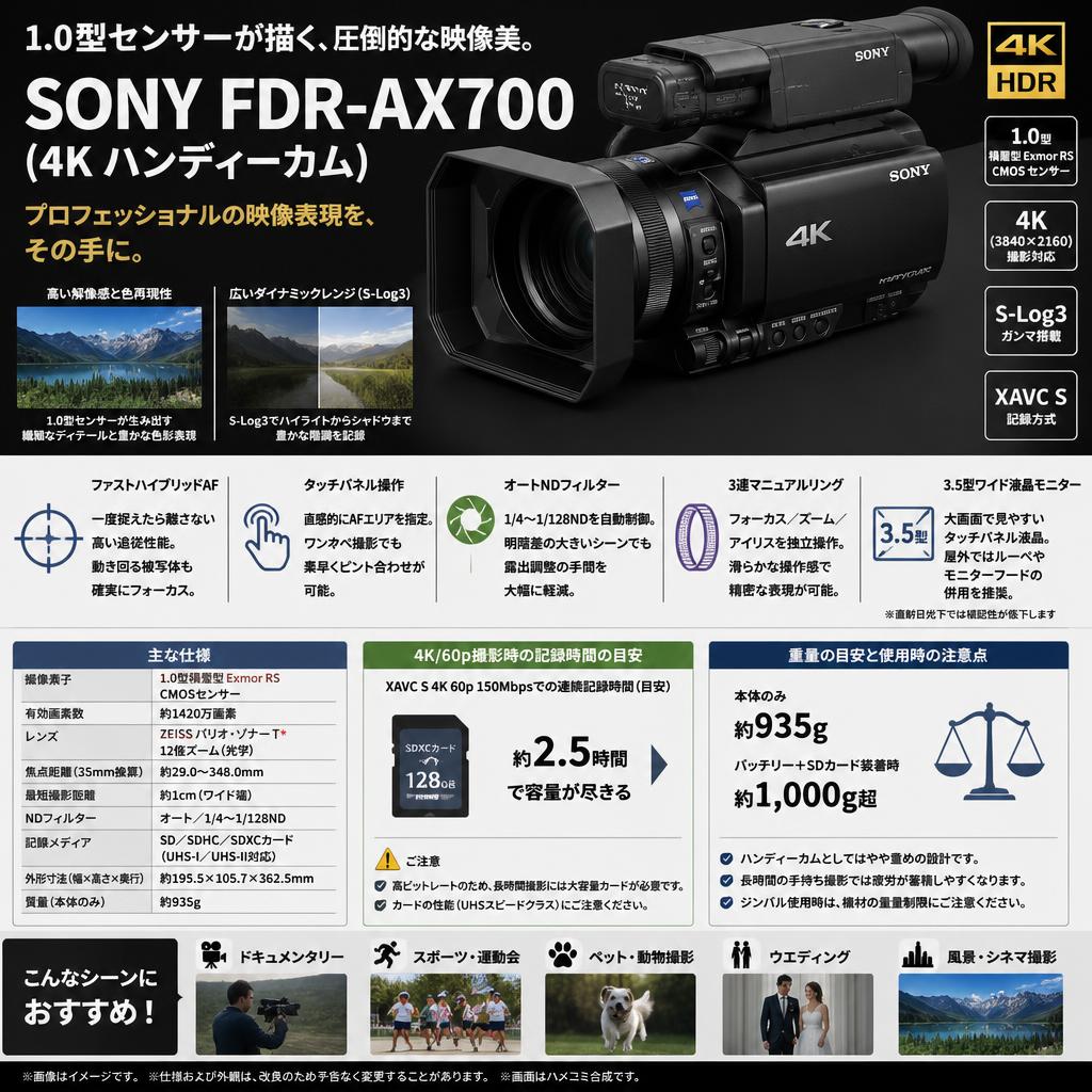 SONY FDR-AX700  (4K ハンディーカム)