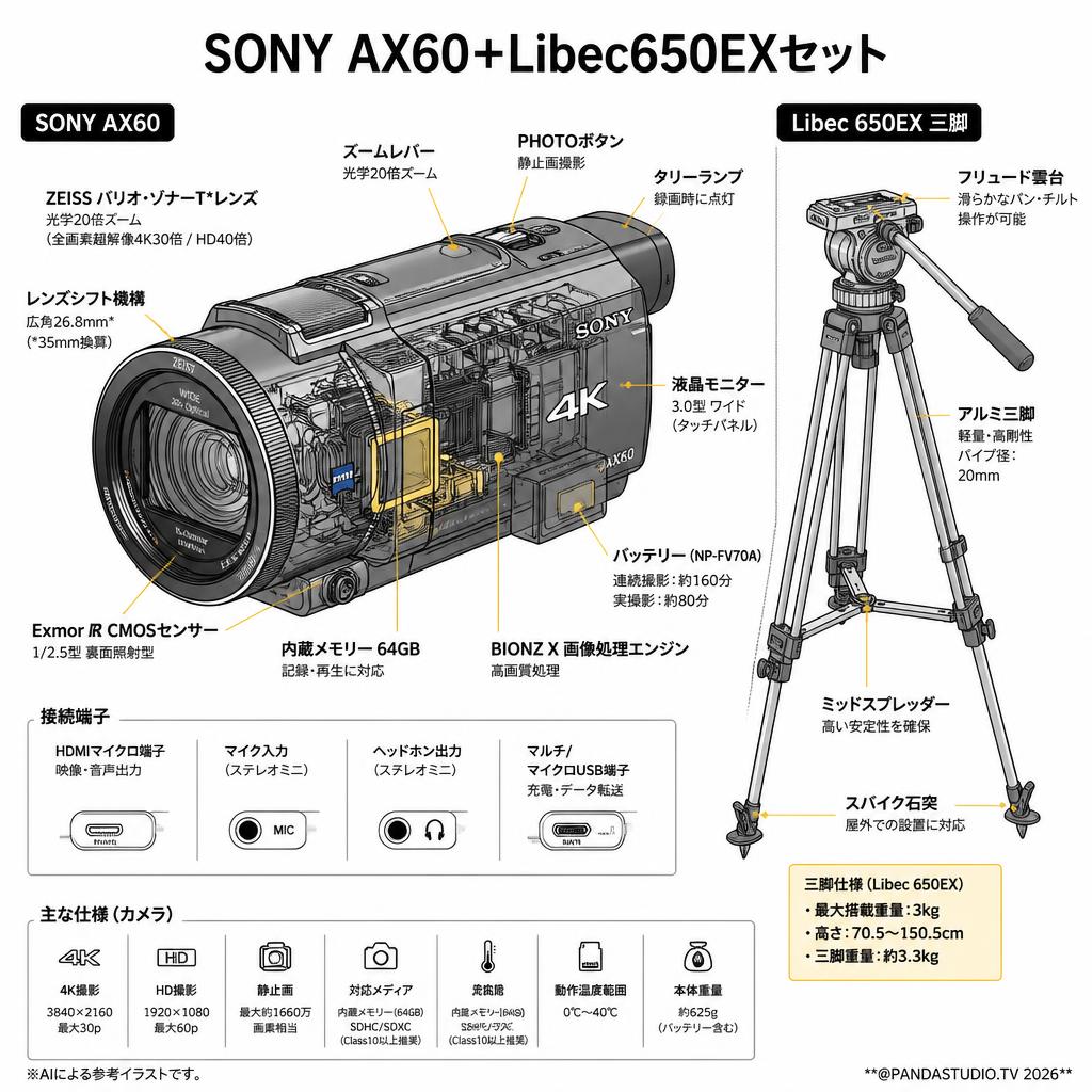 SONY AX60+Libec650EXセット スペック