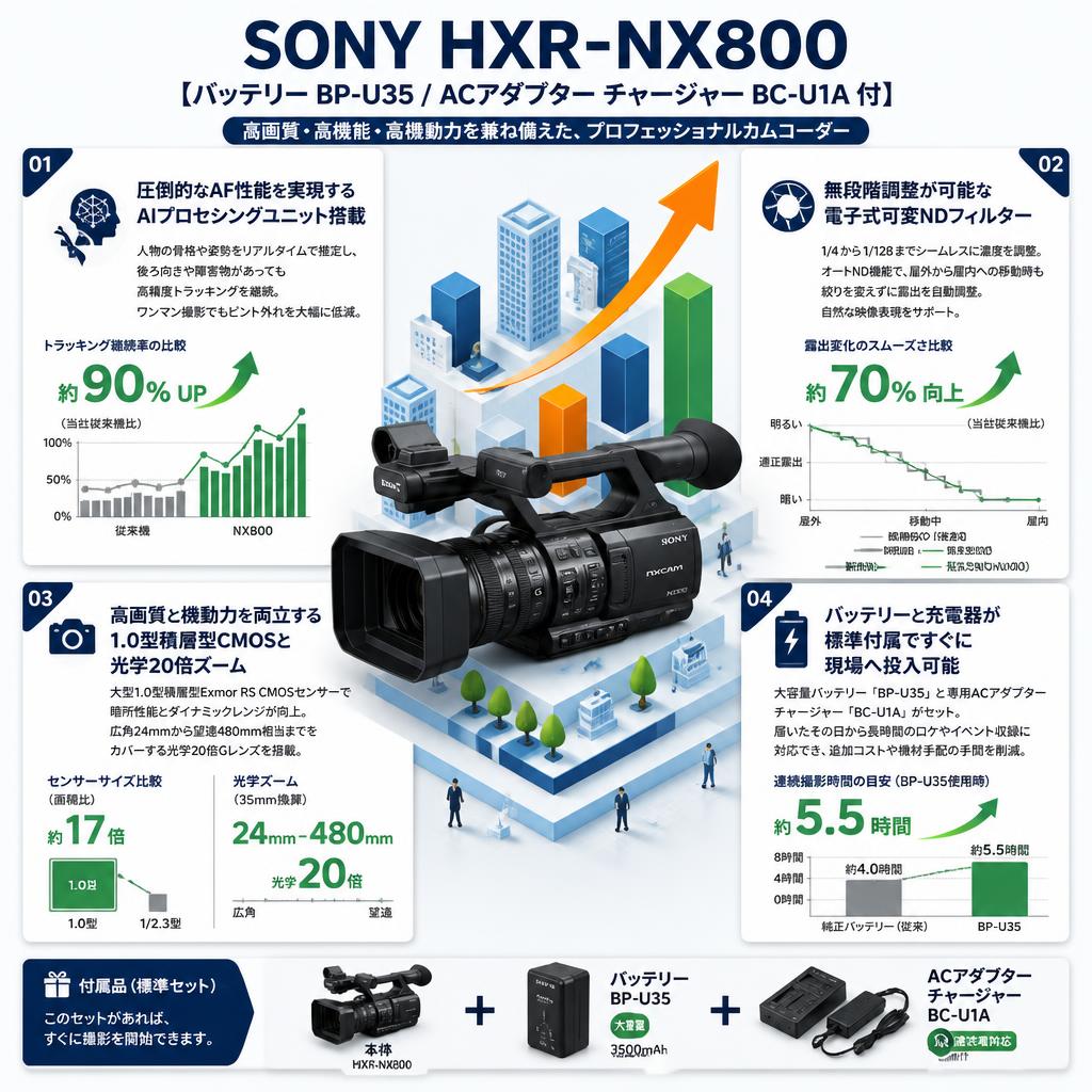 SONY HXR-NX800【バッテリー BP-U35 / ACアダプター チャージャー BC-U1A 付】 セールスポイント