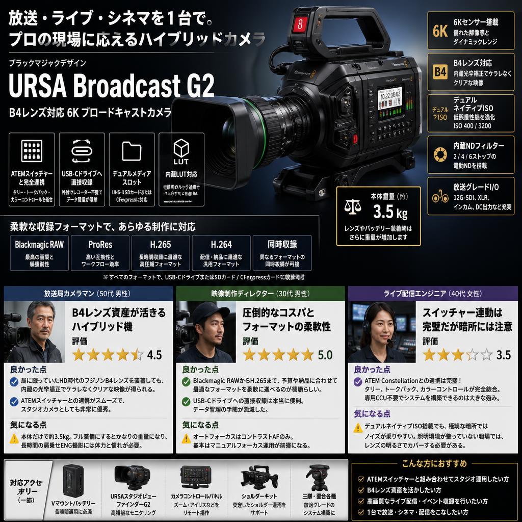 Blackmagic Design URSA Broadcast G2 インターネット上のお客様の声（評判）