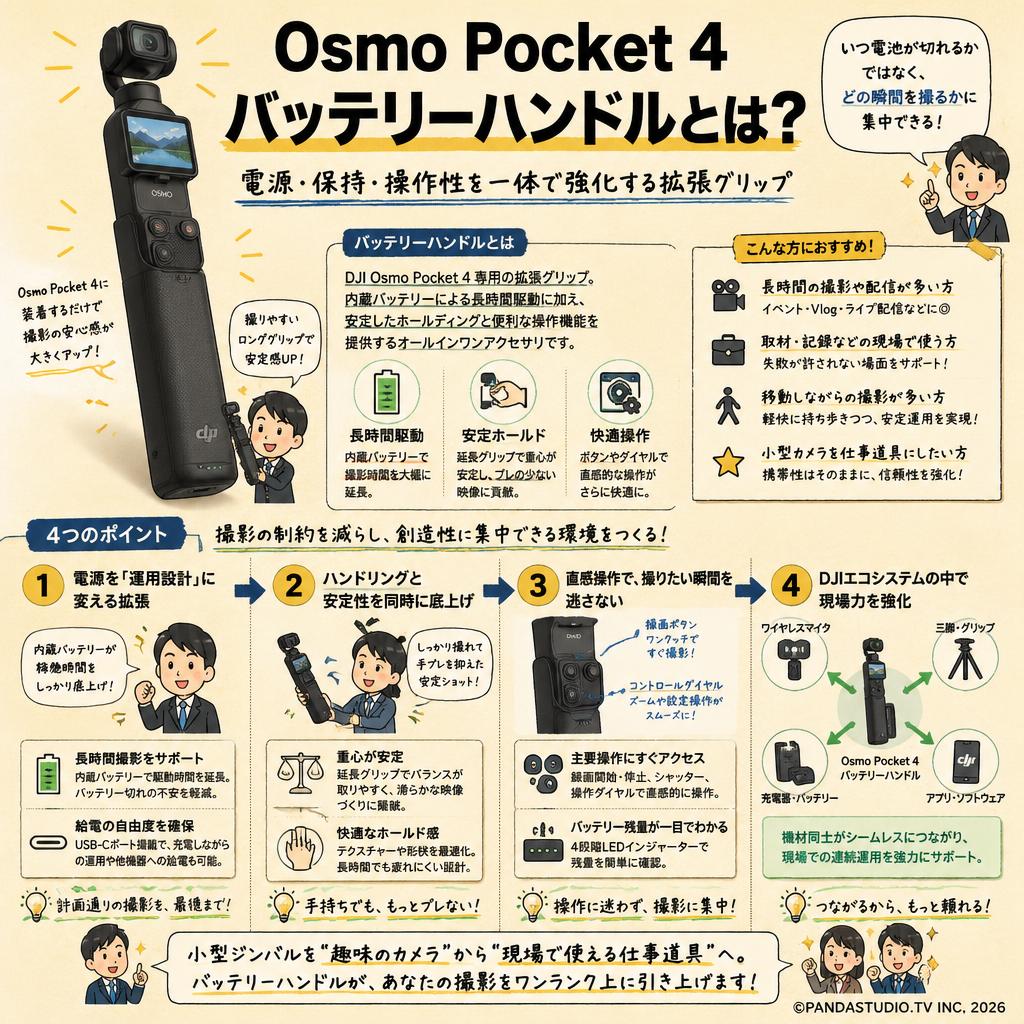 Osmo Pocket 4 バッテリーハンドル 概要