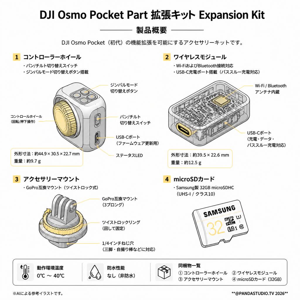 DJI Osmo Pocket Part 拡張キット Expansion Kit スペック
