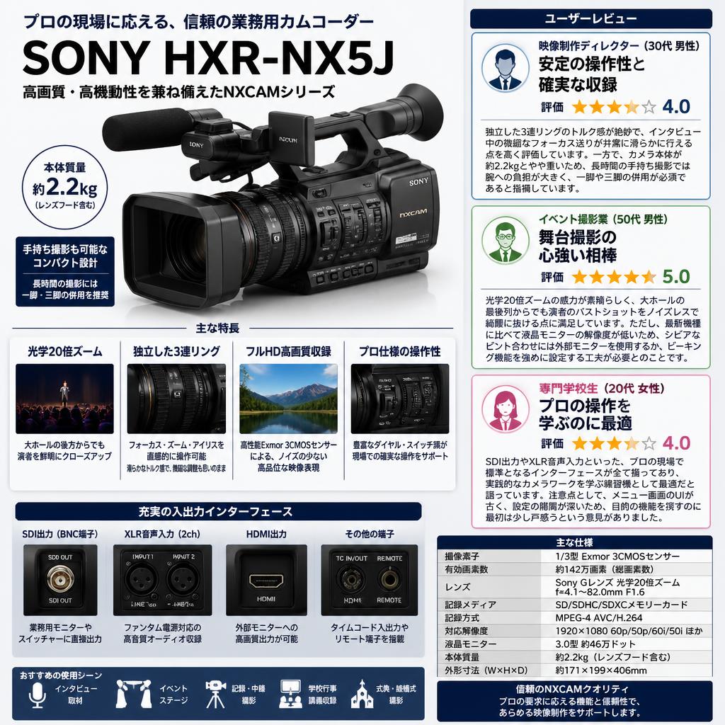 SONY HXR-NX5J インターネット上のお客様の声（評判）