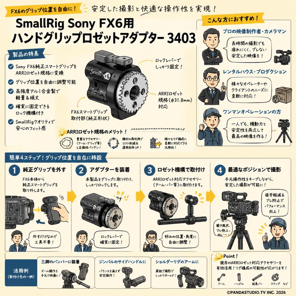 SmallRig Sony FX6用ハンドグリップロゼットアダプター 3403 おもな対象のお客様
