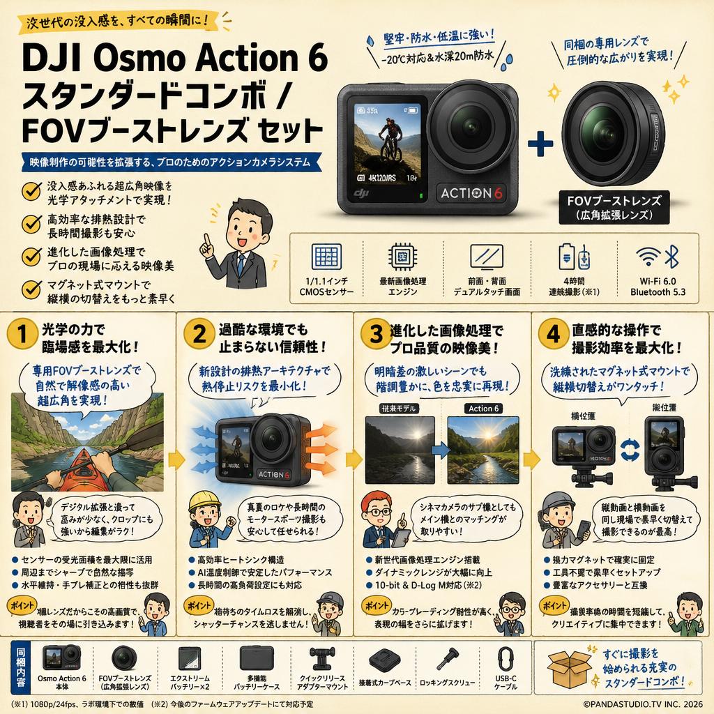 DJI Osmo Action 6 スタンダードコンボ / FOVブーストレンズ セット 概要
