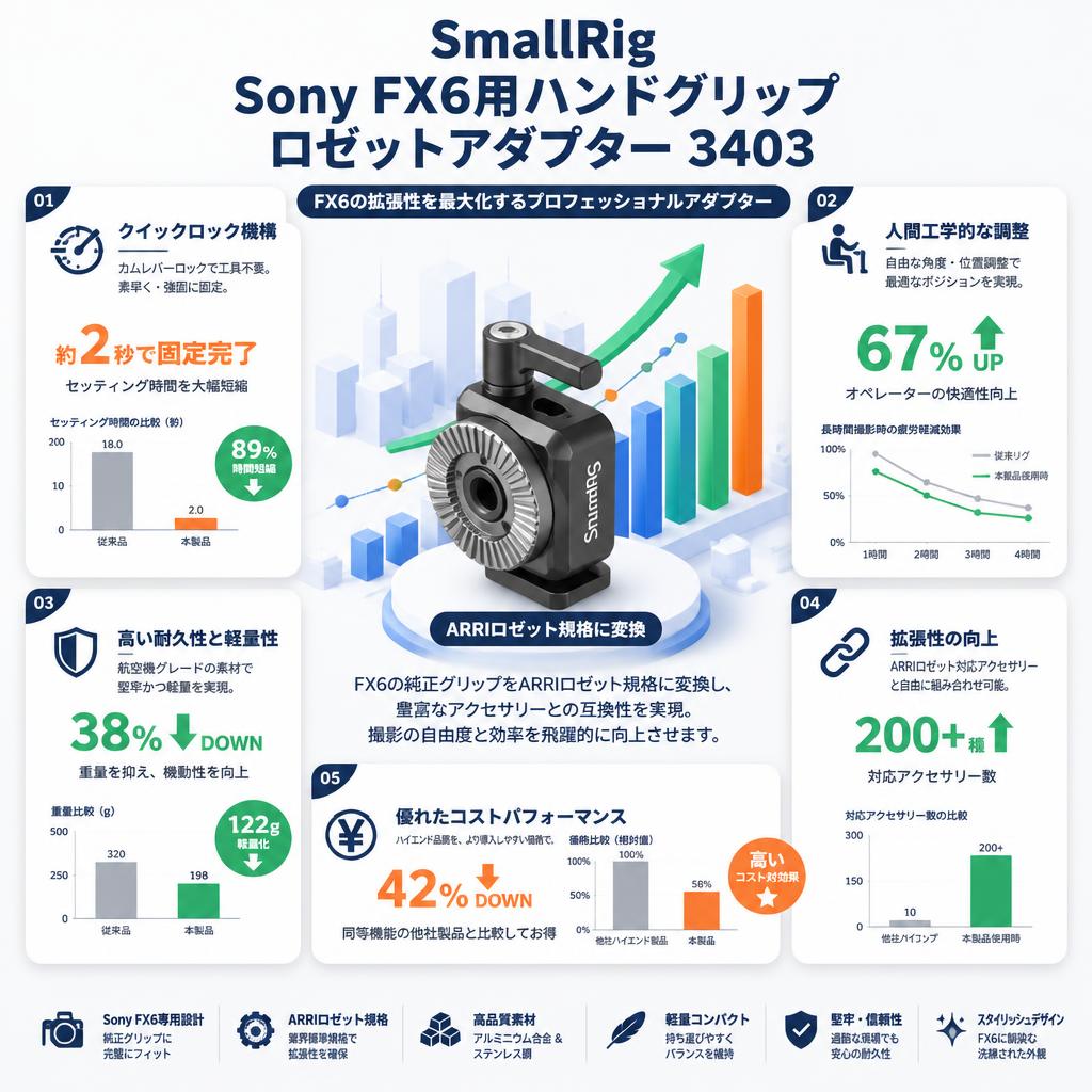 SmallRig Sony FX6用ハンドグリップロゼットアダプター 3403 セールスポイント