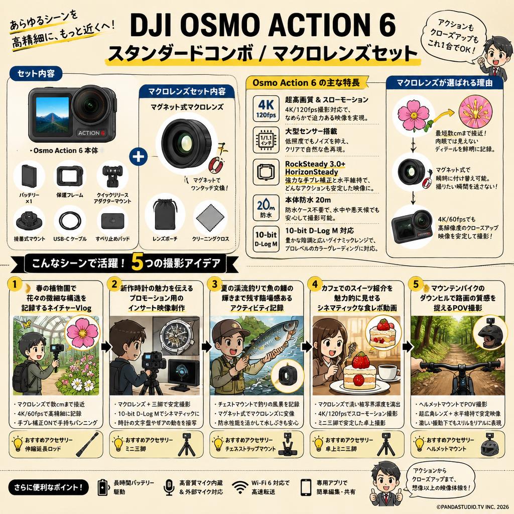 DJI Osmo Action 6 スタンダードコンボ / マクロレンズセット 用途