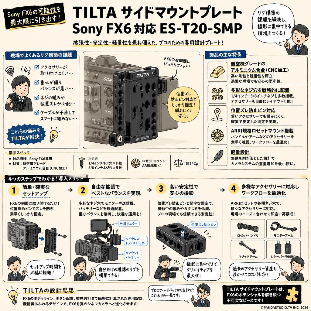 TILTA サイドマウントプレート Sony FX6対応 ES-T20-SMP 概要