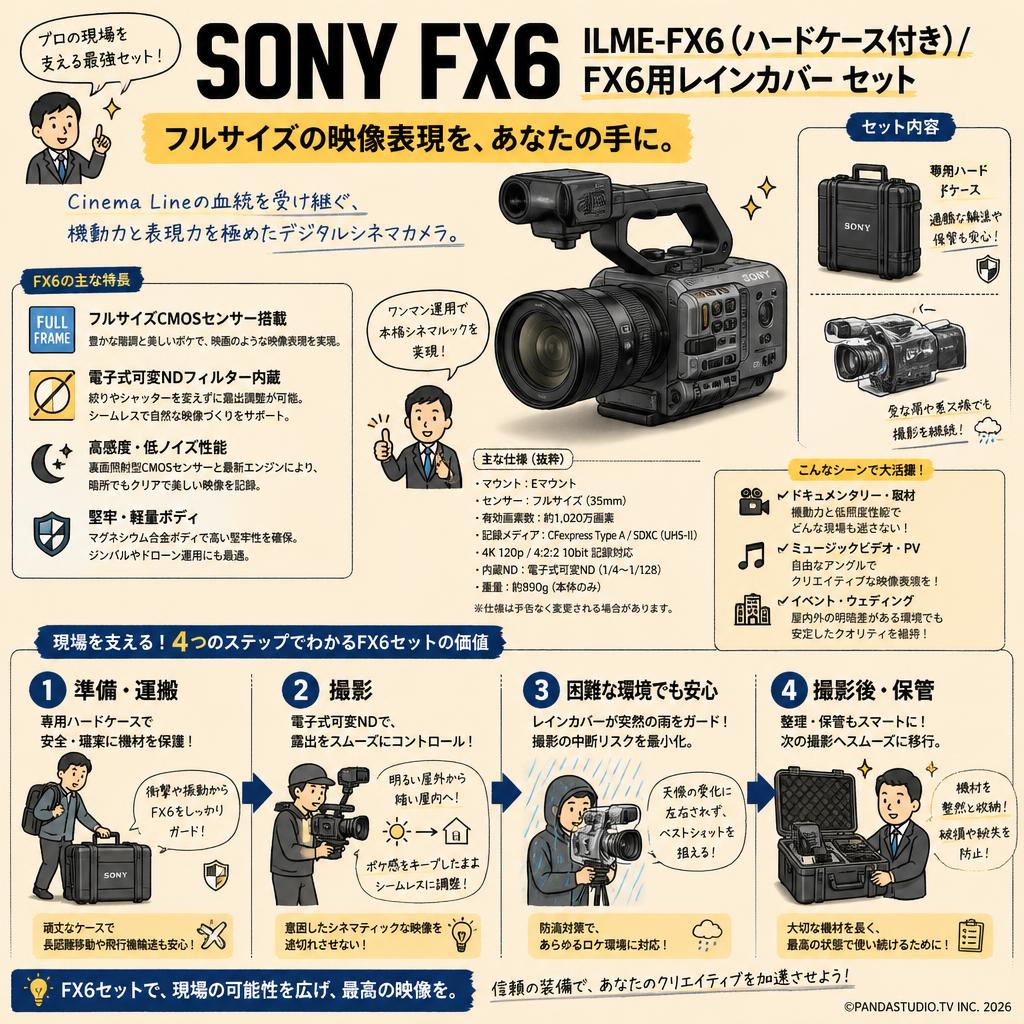 SONY FX6  ILME-FX6(ハードケース付き) / FX6用レインカバー セット 概要